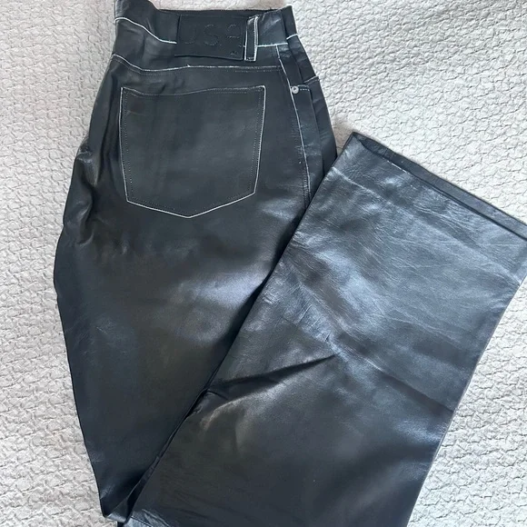 John Varvatos Black Leather Jeans